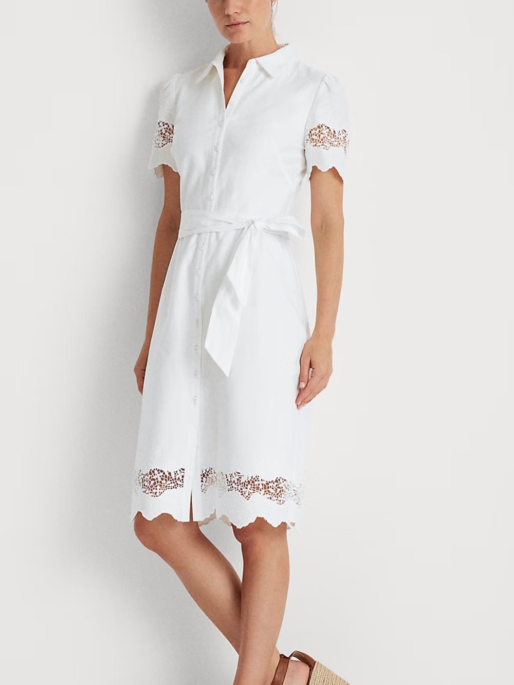 Woman’s Ralph Lauren White Eyelet Cotton Shirtdress sz 4